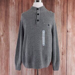 NWT Duluth Trading Co Mens XXL Burly Retirement Button Mock Sweater Cotton Knit